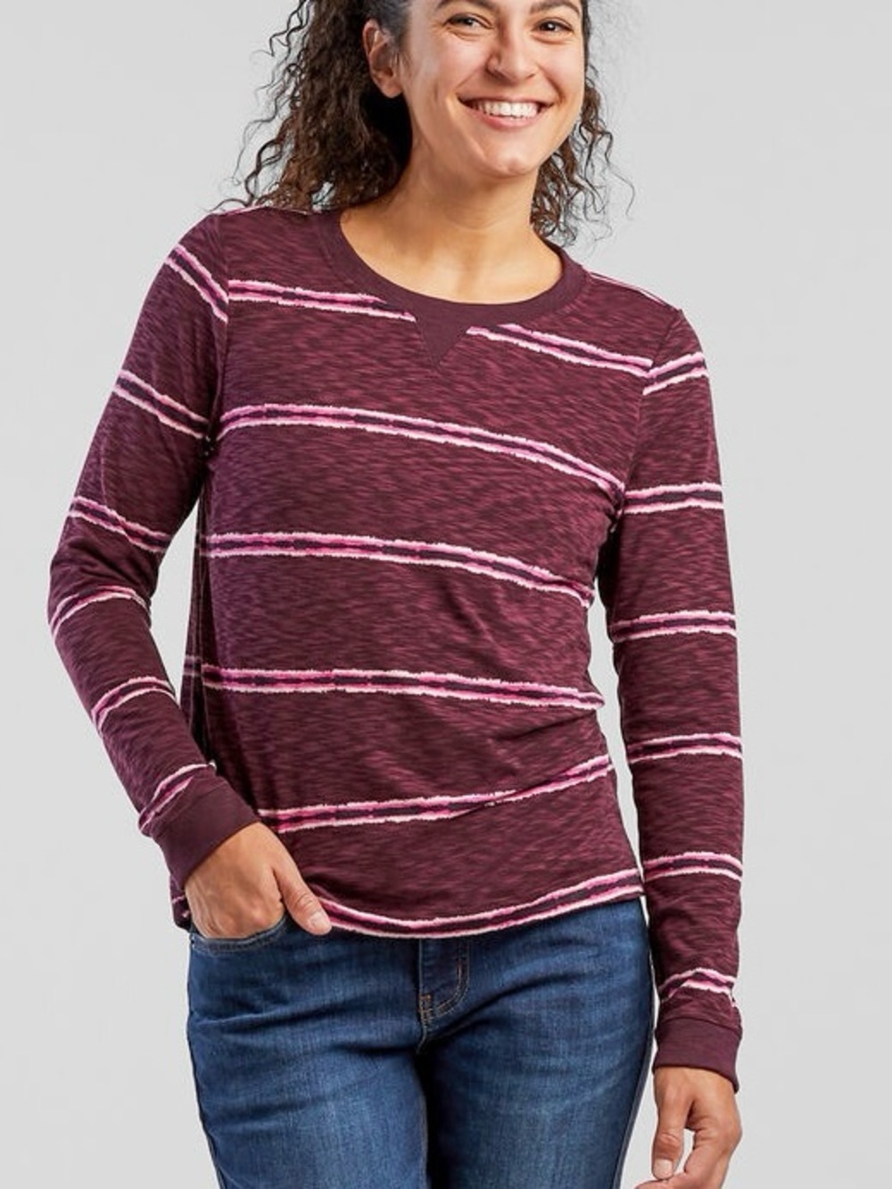Title nine Ravine Long Sleeve Striped Tee Shirt Layering Piece Womens Large